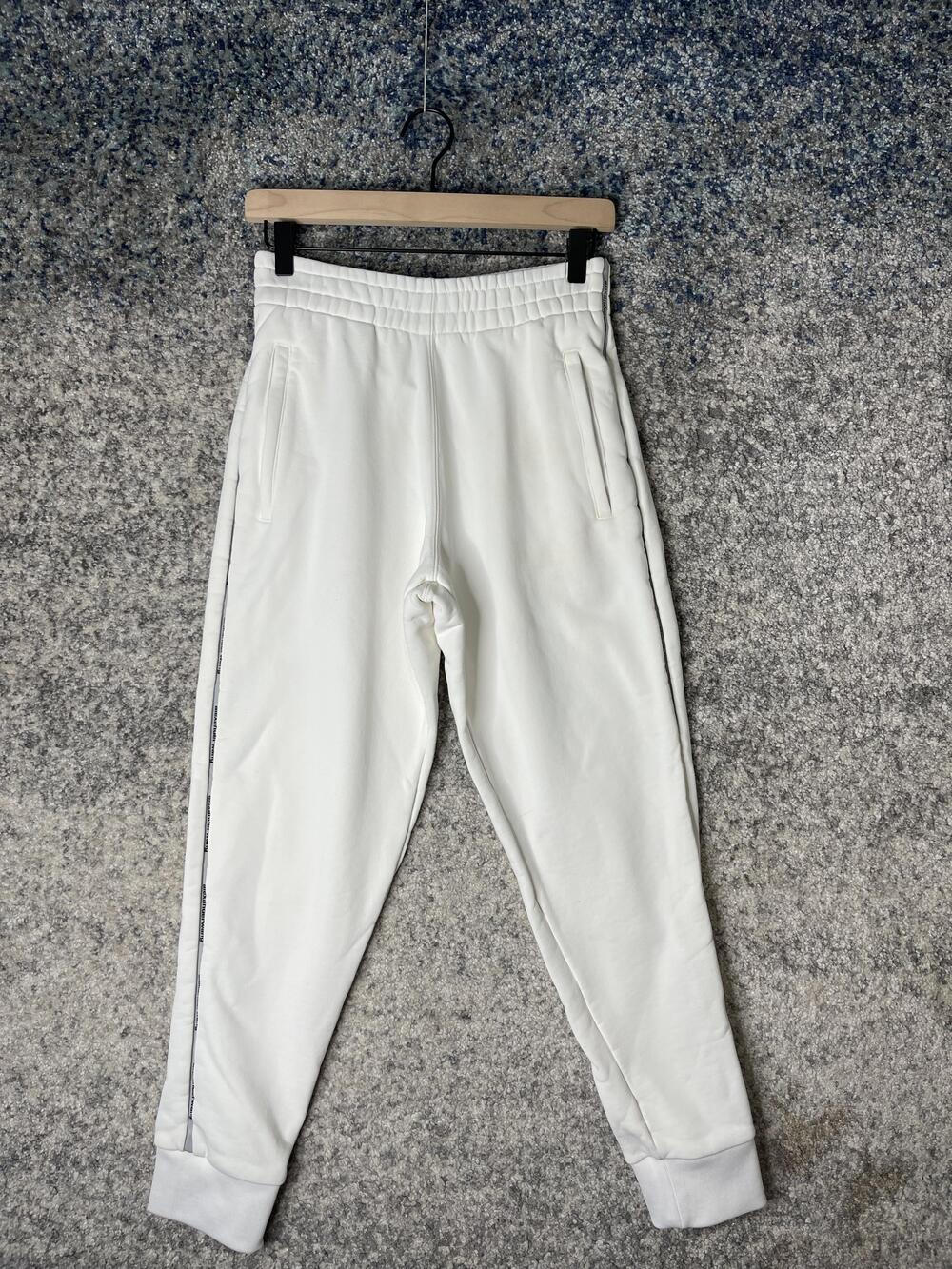 Alexander Wang Pants Womens Extra Small White Joggers Tapered Logo Side Pocket